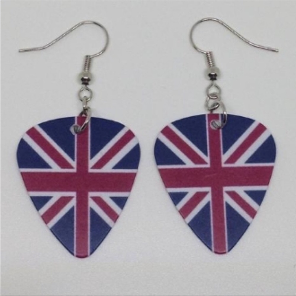 🇬🇧 British Flag Guitar Pick Earrings